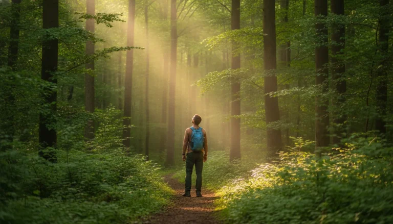 Nervensystem beruhigen Natur: Frau im Wald beim Spaziergang um das Nervensystem mit Natur zu beruhigen
